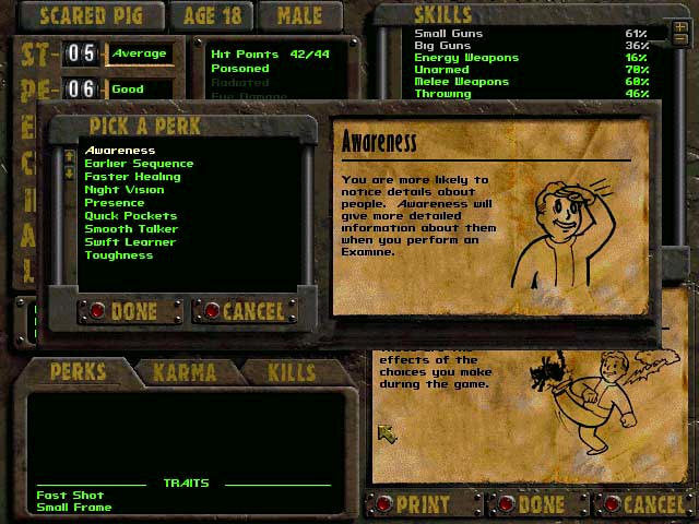 fallout 1 quick start perks to choose