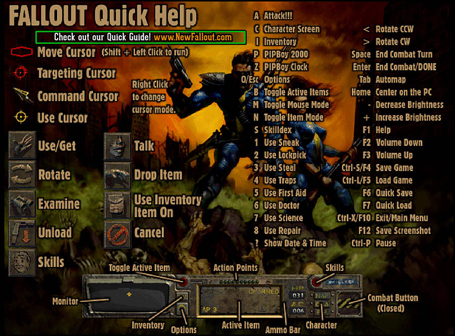 fallout 1 keyboard controls