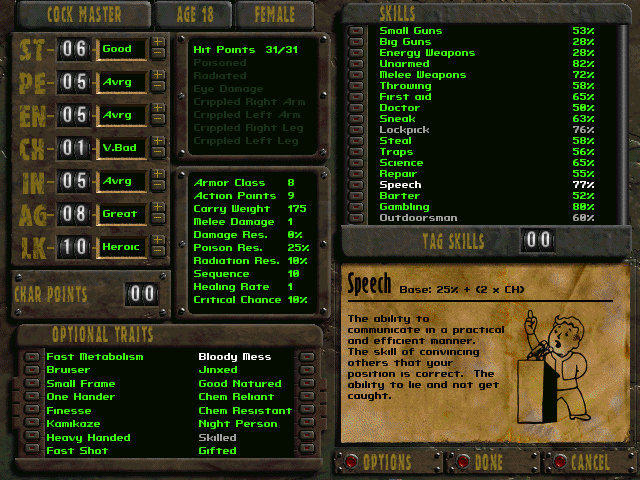 Fallout New Vegas Starting Skills